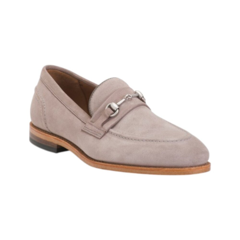 ALLEN EDMONDS Pewter Men's Suede Randolph Slip-on Loafers With Horse Bit